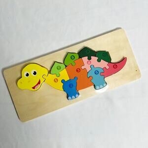 NEW Dinosaur Education Numbered Color Block Wooden Puzzle (SEALED)